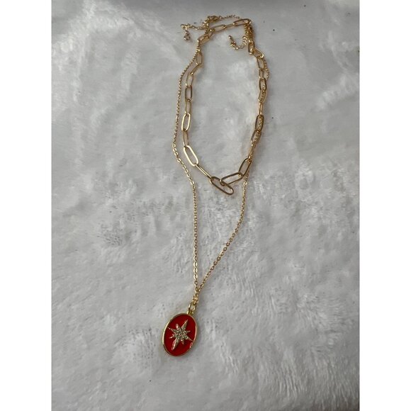 14K Gold Plated Sun Coin Pendant Necklace with Paperclip Necklaces Layering set - Picture 2 of 4